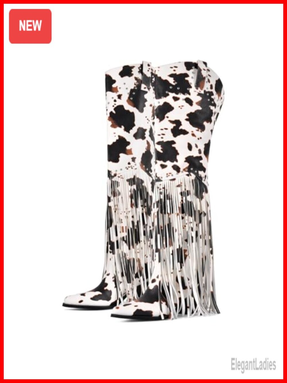 Fringe Over the Knee Western Cowboy Boots Wide Calf Stacked Heel